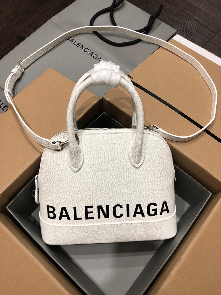 Balenciaga Ville Small Top Handle Bag Leather In White