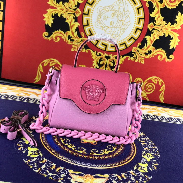 Versace La Medusa Small Chain Handbag Leather In Two Tones Of Pink