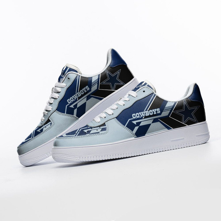 Dallas Football Team Logo Pattern Air Force 1 Printed Sneaker Shoes In Blue Gray