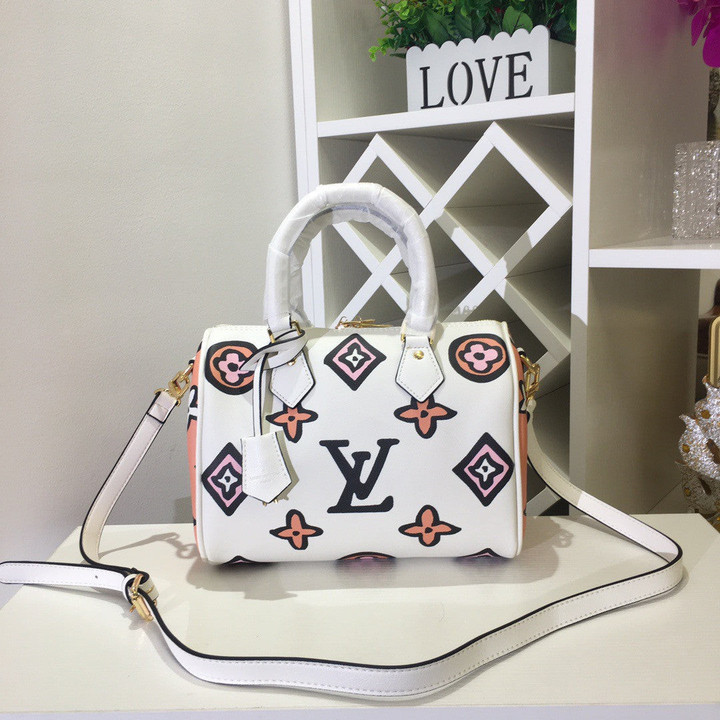 Louis Vuitton Speedy Bandoulière 25 Bag Wilde At Heart Monogram Leather In White