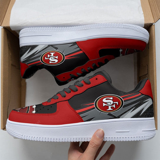 SF 49er Logo Unique Pattern Air Force 1 Printed Shoes Sneakers In Red
