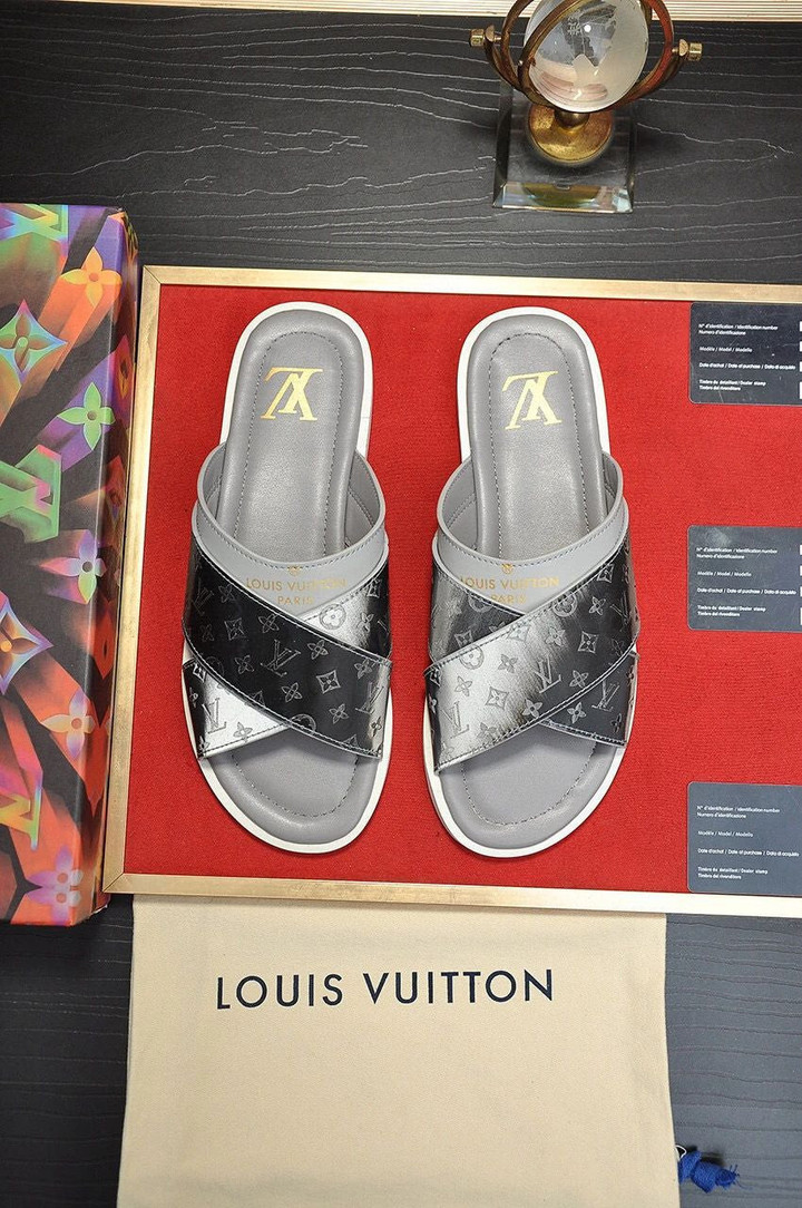 Louis Vuitton Monogram Fouch Mule Slides In Silver