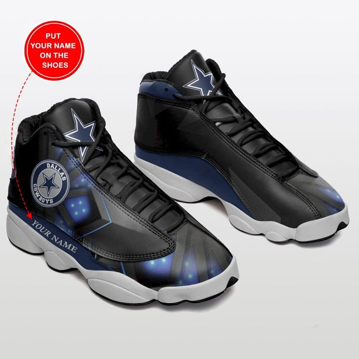 Custom Name Dallas Football Team In Black Air Jordan 13 Shoes Sneakers