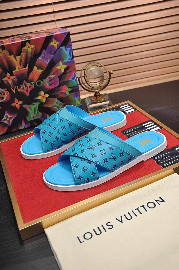 Louis Vuitton Foch Mule Slide In Blue, Men