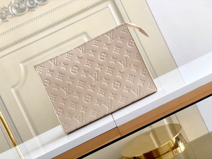 Louis Vuitton Poche Toilette NM Clutch Bag Monogram Leather In Blanc Vintage