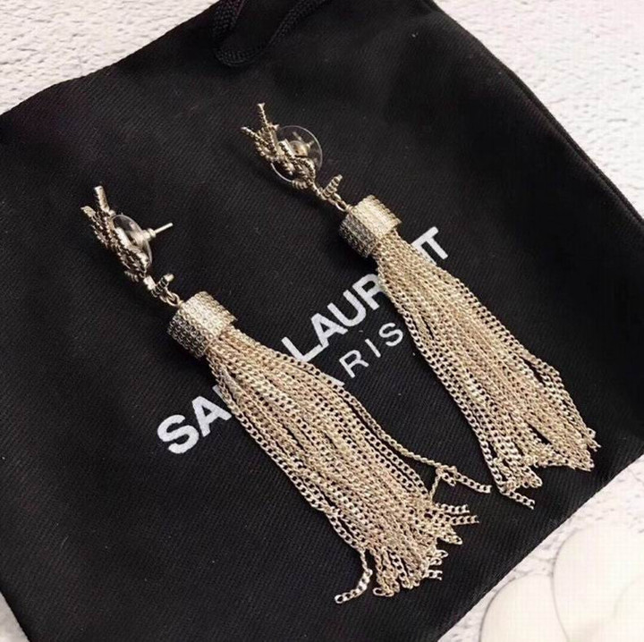 Saint Laurent YSL Vintage Logo Tassel Earrings