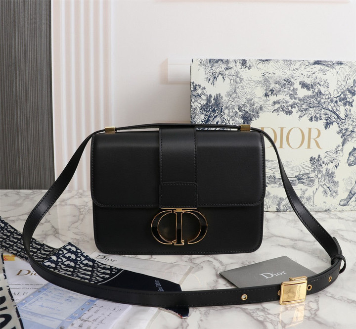 Christian Dior 30 Montaigne Box Bag Oblique Jacquard Canvas In Black