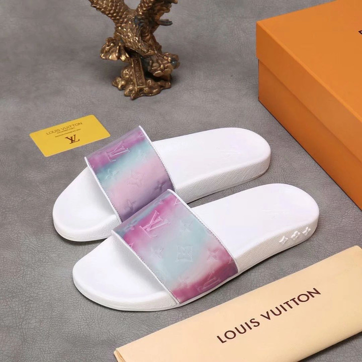 Louis Vuitton Iridescent Prism Monogram White Rose Waterfront Mule Slides