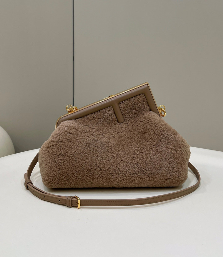 Fendi First Small Brown Sheepskin Bag