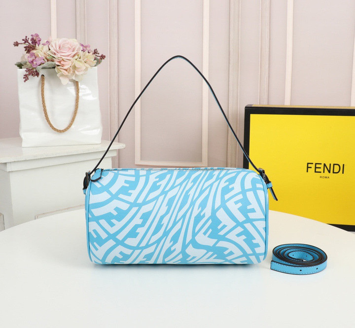 Fendi Vertigo Mini Bag Calfskin With Graphic Print In Blue And White