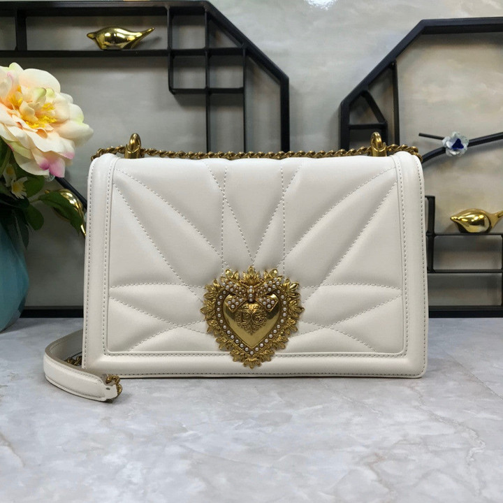 Dolce & Gabbana Devotion Shoulder Bag Cowhide In White