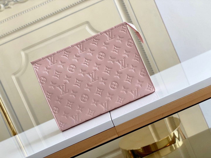 Louis Vuitton Poche Toilette NM Clutch Bag Monogram Leather In Light Pink