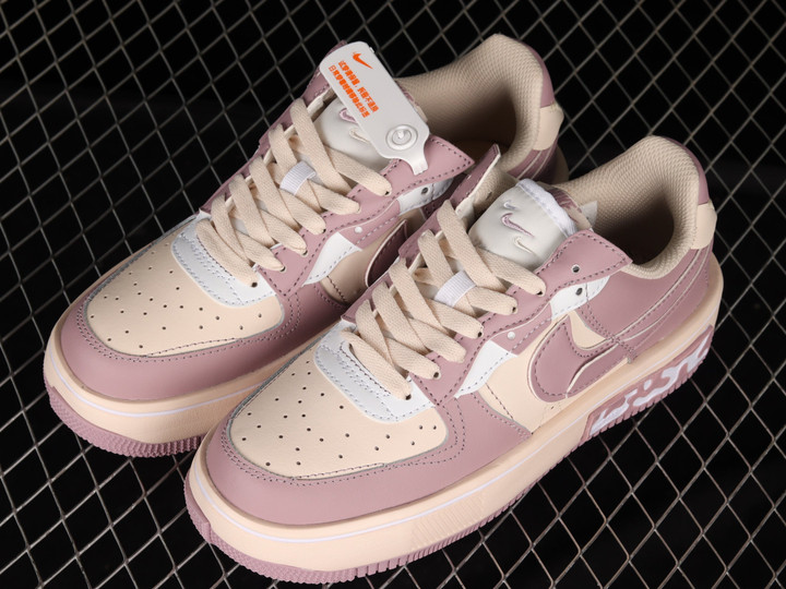 Nike Air Force 1 Fontanka Light Pink White Shoes Sneakers, Women