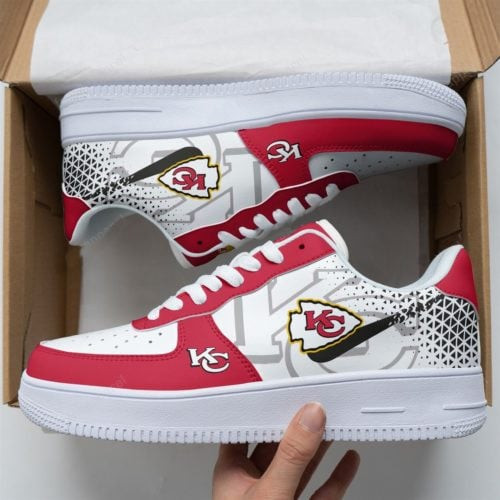 KC Chief Logo And Letter Pattern Air Force 1 Shoes Sneaker Red/White