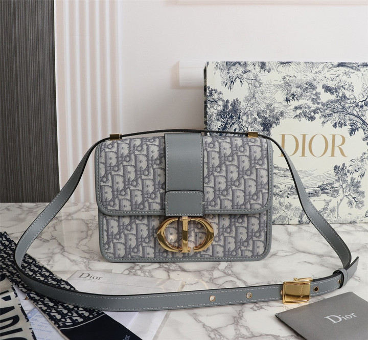 Christian Dior 30 Montaigne Box Bag Oblique Jacquard Canvas In Gray