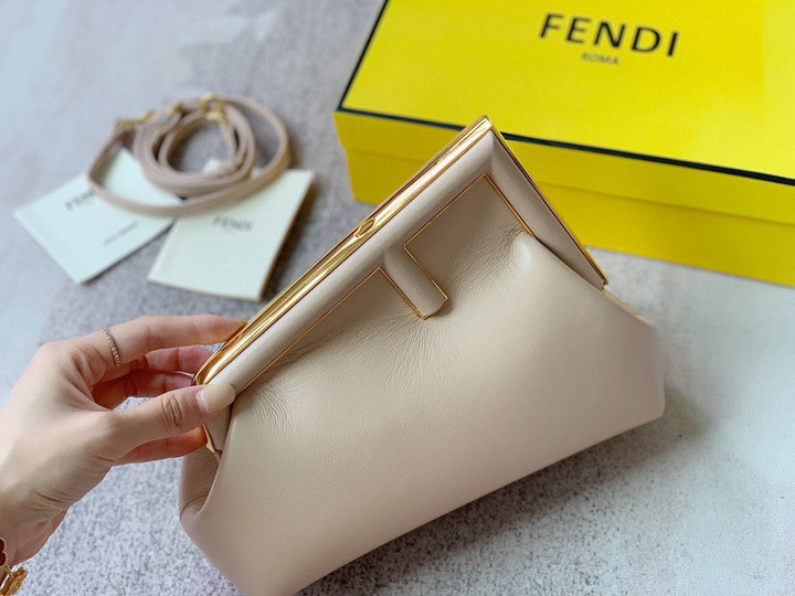 Fendi First Small Bag Leather In Blanc Vintage