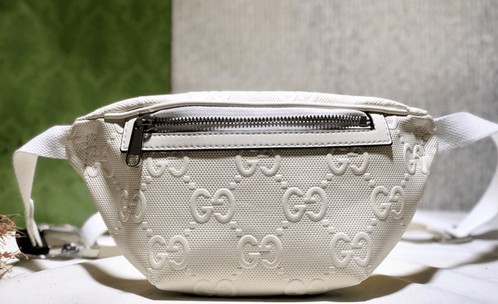 Gucci Embossed Belt Bag Leather In White