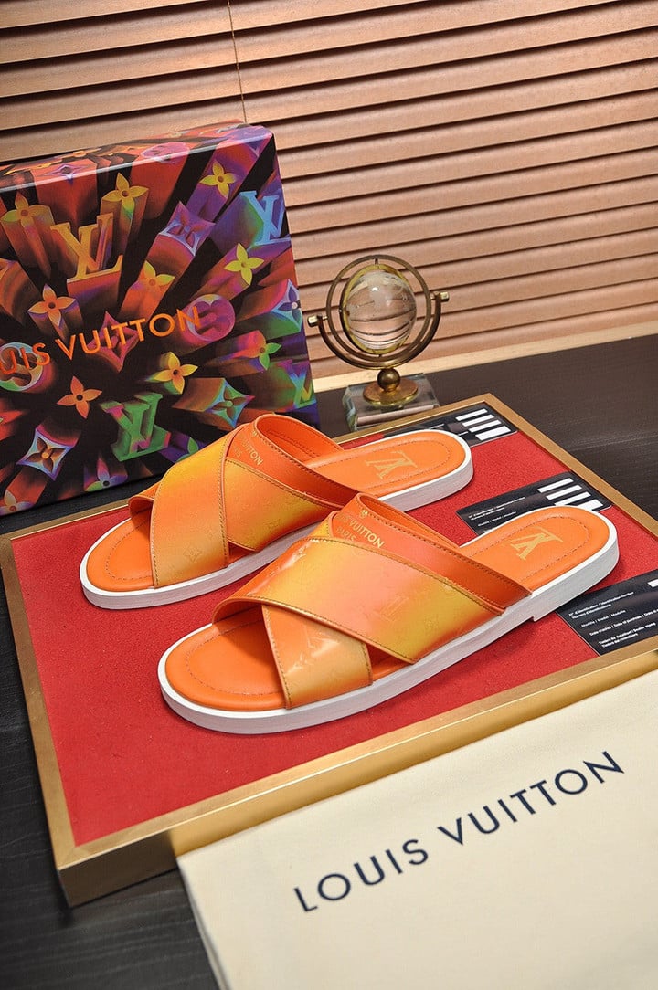 Louis Vuitton Foch Mule Slide In Ombre Orange, Men