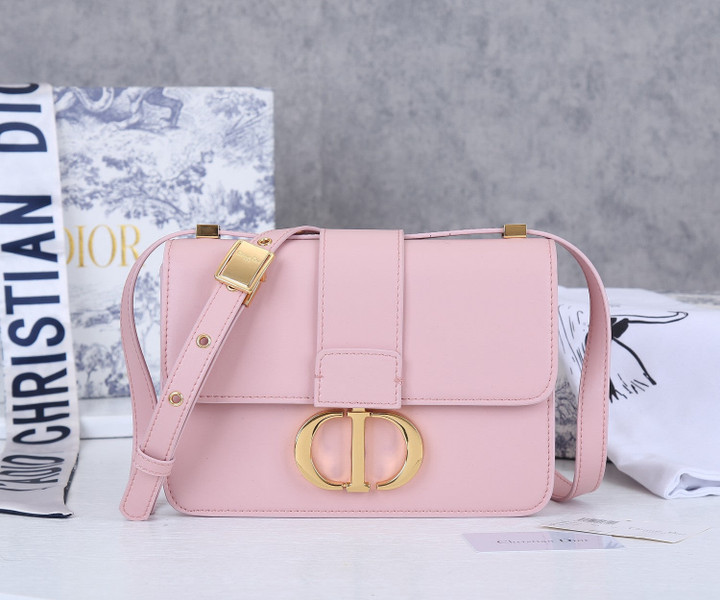 Dior 30 Montaigne Box Bag Gold Logo Leather In Pink