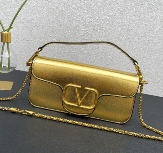 Valentino Garavani Locò Shoulder Bag VLogo Signature In Gold