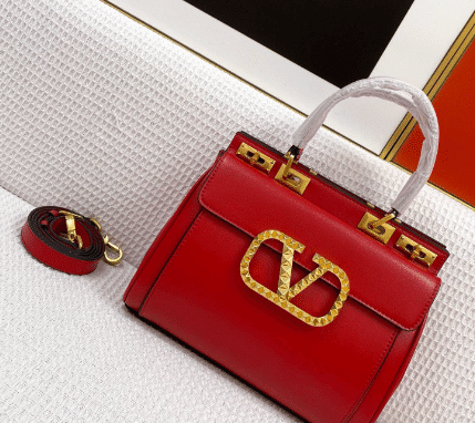 Valentino Garavani Rockstud Medium Handbag Grained Calfskin In Red