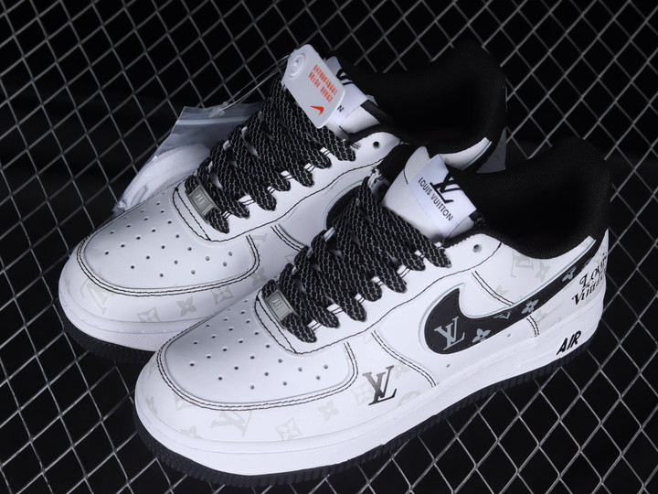 Louis Vuitton x Nike Air Force 1 Black White Shoes Sneakers
