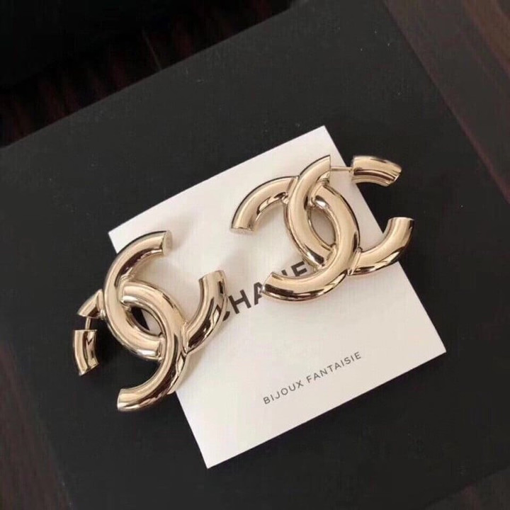 Chanel Big Gold Metal Shine CC Earrings