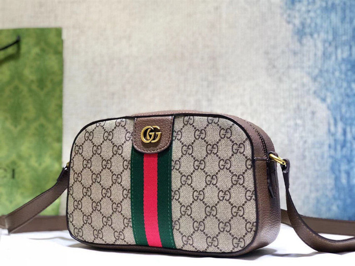 Gucci Ophidia GG Shoulder Bag GG Supreme Canvas In Beige And Brown
