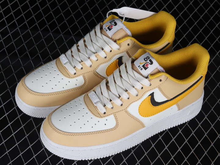 Nike Air Force 1 Low 82 Double Swoosh Yellow Shoes Sneakers
