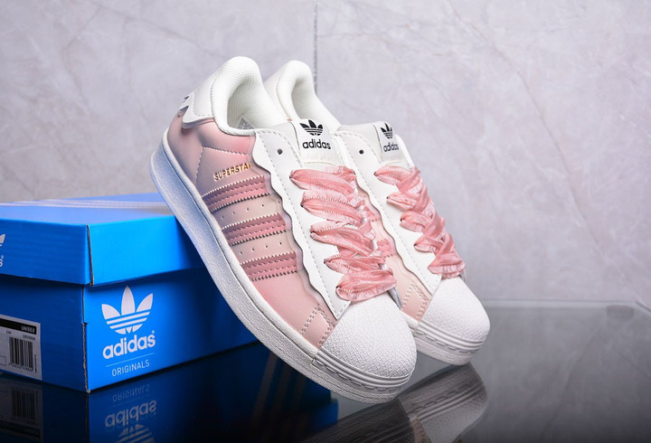Adidas Superstar Cloud White/ Pink Shoes Sneakers, Women