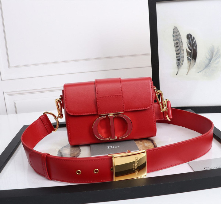 Dior 30 Montaigne Mini Box Bag Smooth Leather In Red