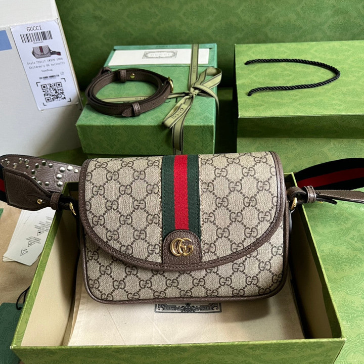 Gucci Ophidia Mini GG Shoulder Bag In Beige And Ebony