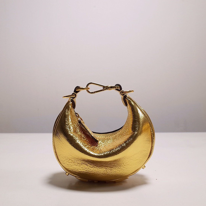 Fendi Fendigraphy Small Gold Laminated Leather Bag