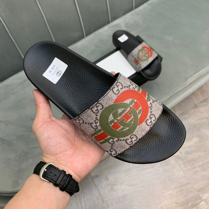Gucci Gg Supreme Monogram Gg Interlocking Slide Sandals