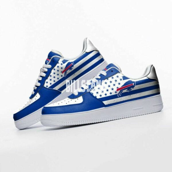 Buff. Bills Stars Pattern Air Force 1 Shoes In White And Blue
