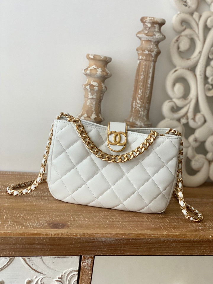 Chanel Hobo Handbag In White