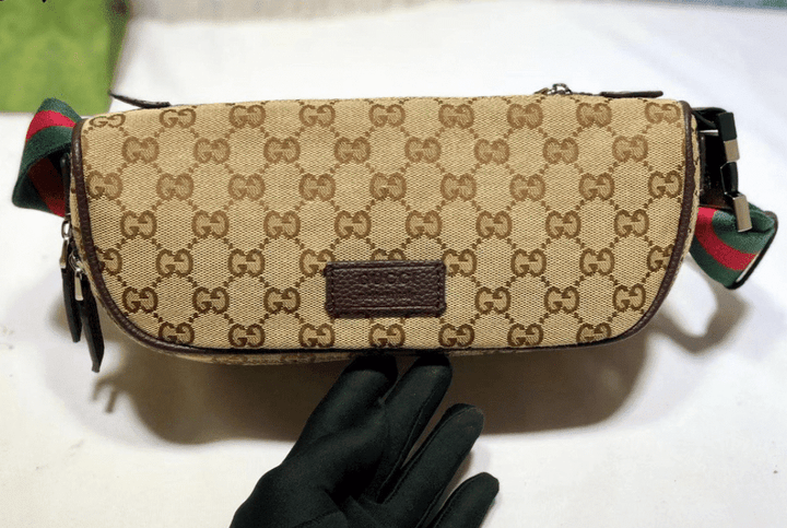 Gucci Jumbo GG Waist Bag Fabric In Beige/ Brown