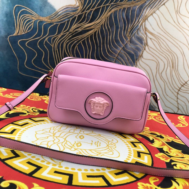Versace La Medusa Camera Bag Leather In Pink
