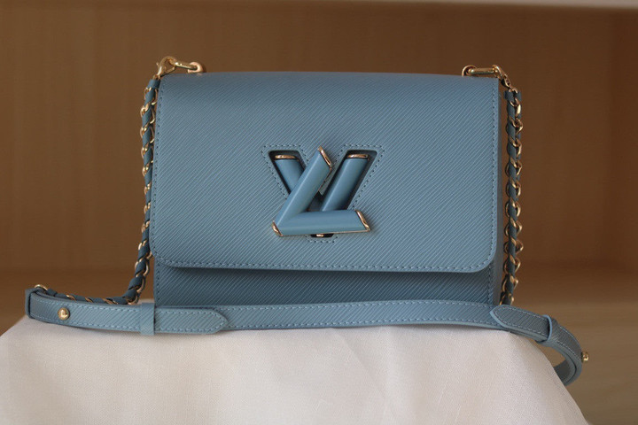 Louis Vuitton Twist MM Bag With Braided Links Strap Cowhide In Blue