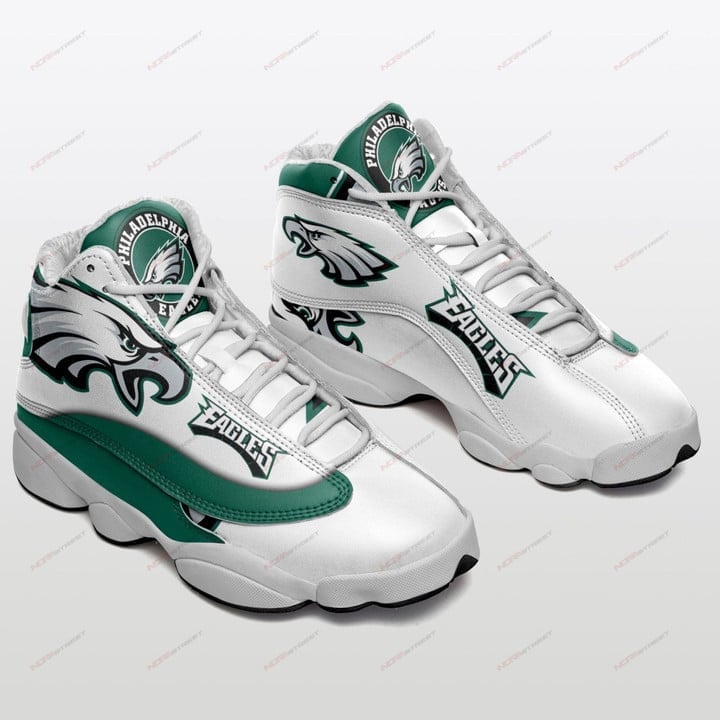 Phi. Eagle Logo Pattern Air Jordan 13 Shoes Sneakers In White And Turquoise