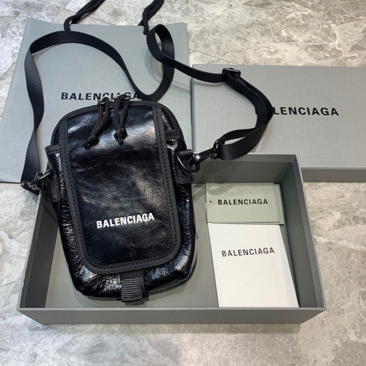 Balenciaga Explorer Logo Crossbody Bag Leather In Black