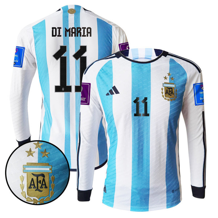 Ángel Di María 11 Argentina 2022-23 Men Home Long Sleeve Jersey National Team