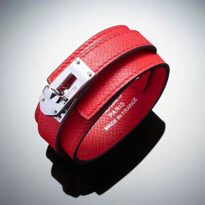 Hermes Kelly Multi Tour Red Leather Bracelet Gold/ Silver Plated Closure