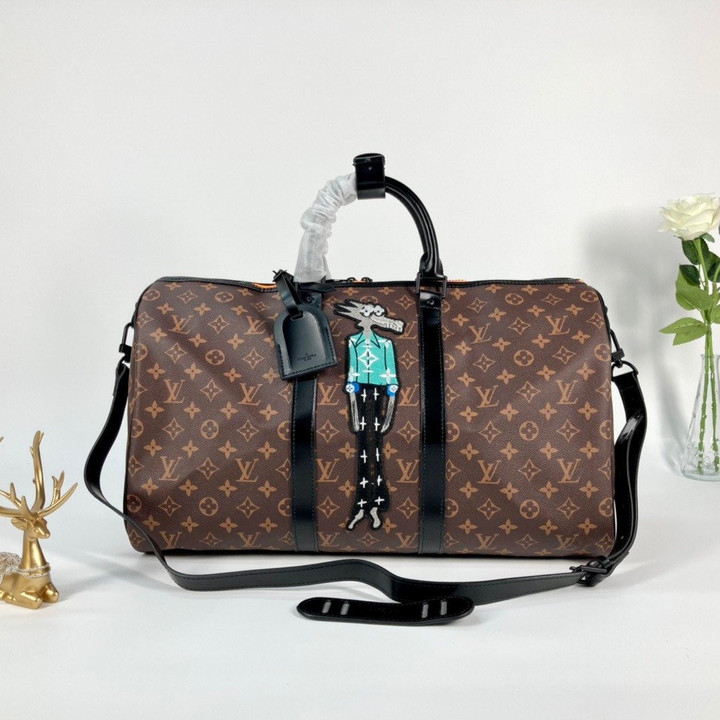 Louis Vuitton Keepall Bandoulière 50 Bag Zoooom With Friends Monogram In Brown