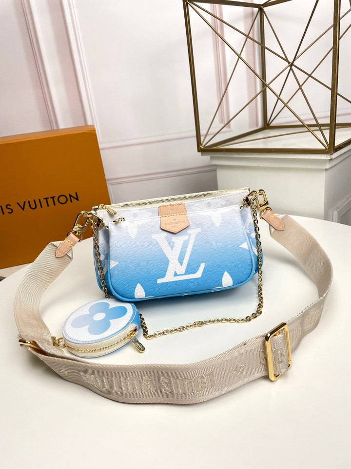 Louis Vuitton Multi Pochette Accessoires Bag Giant Monogram In Gradient Blue