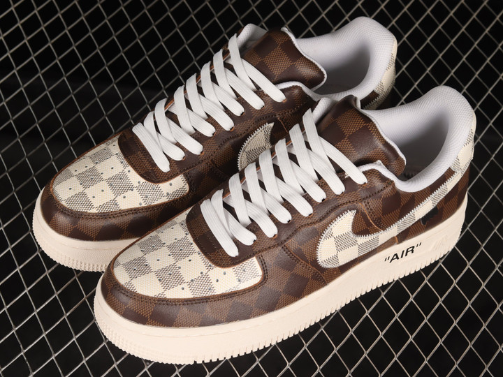 Louis Vuitton x Nike Air Force 1 Brown/White Shoes Sneakers