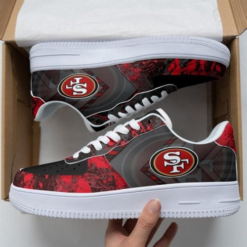 SF 49er Black Red Fire Pattern Air Force 1 Shoes Sneaker