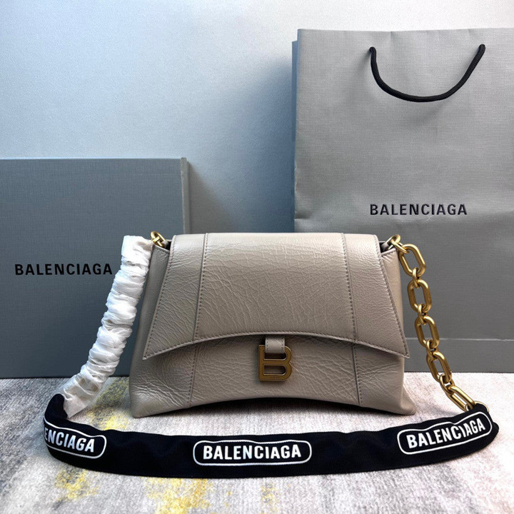 Balenciaga Downtown Small Chain-Handle Bag Grained Leather In Beige