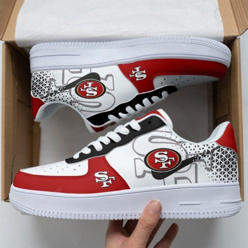 SF 49er Team Logo Air Force 1 Shoes Sneaker In Red/White