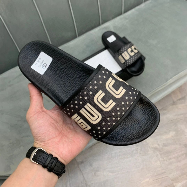 Gucci Supreme Guccy Star Leather Slide Sandals